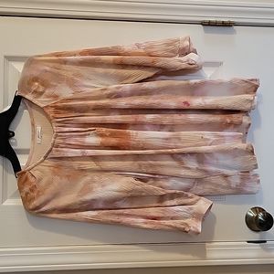 Maurice's Tie Dye Blouse Pink Cream Brown